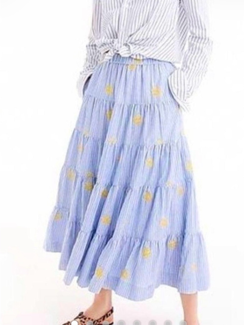 J. Crew Striped Pineapple Embroidered  Ana Skirt, Sz. L, Semi New.